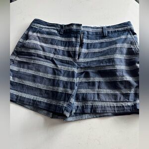 Lands' End Navy and Grey Striped Shorts